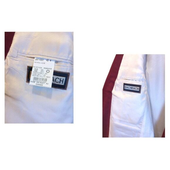 BachRach Men's Burgundy Wool Blazer 42R Single Button Professional Business - Picture 9 of 9